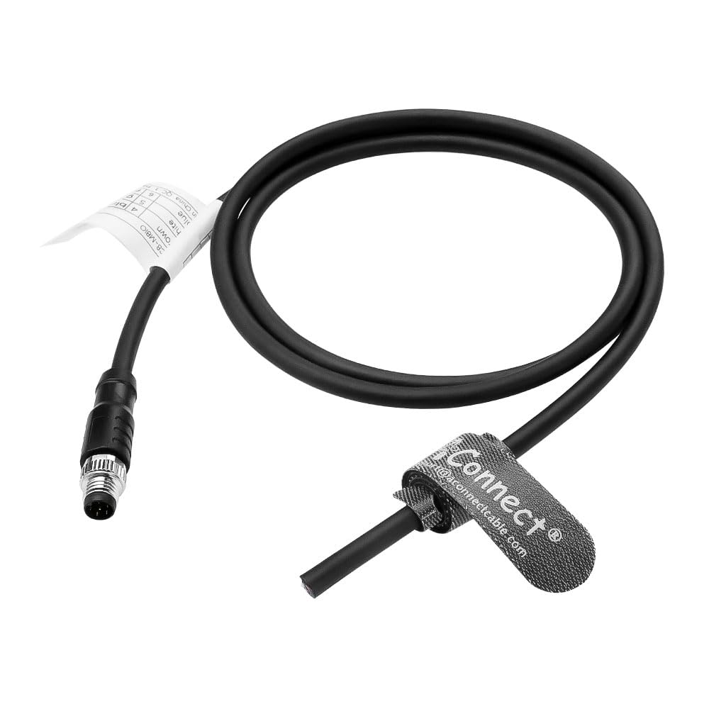 M8 6 Pin A-Code Male to Flying Lead Basler Power I/O Cable, Industrial Sensor Connector Shielded Cable for Basler Camera, Automation Control, Vision System 1M/3.3ft