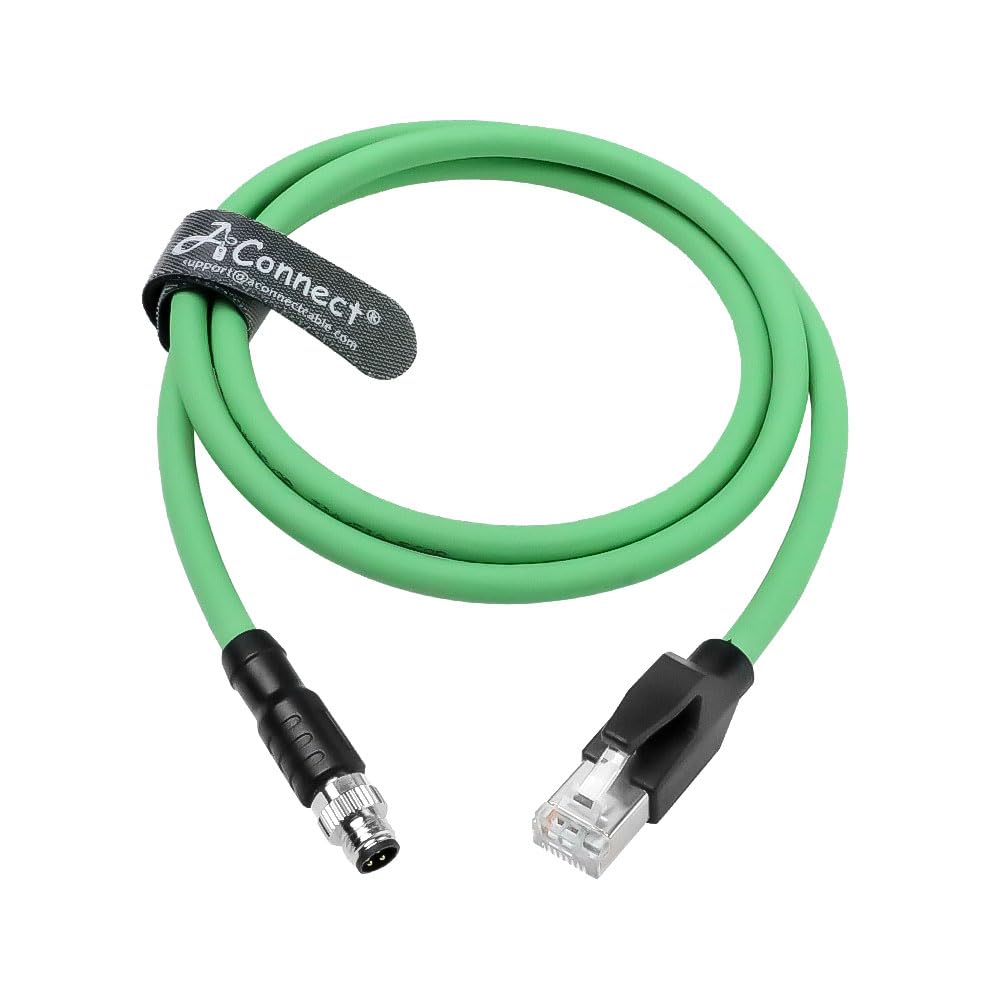 M8 A-Code 4 Pin Male to RJ45 Ethernet Cable Cat6a High-Flex Shielded for Beckhoff ZK1090-3191 Industrial Automation EtherCAT Fieldbus 3.3ft/1m