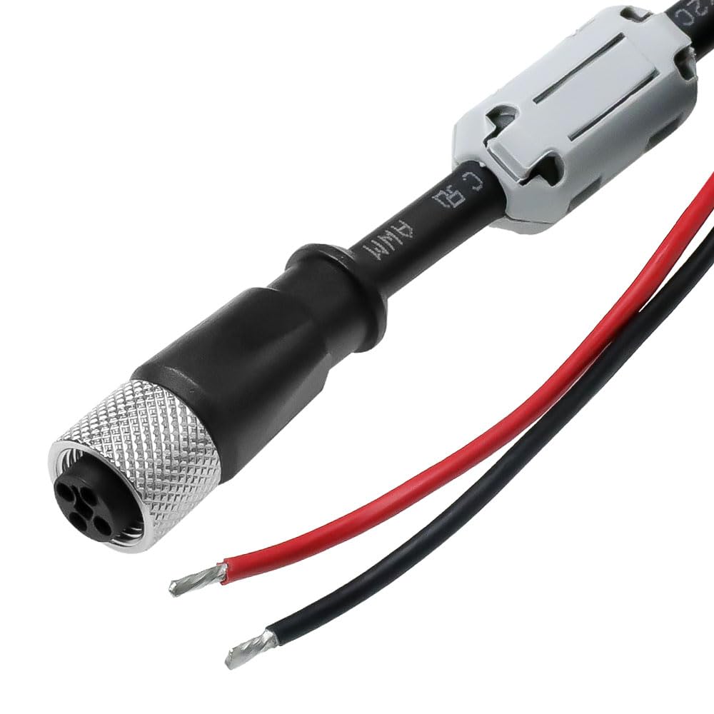 M12 T-Code 4-Pin Female to Open Wire End Power I/O Cable 3.3ft/1m, Shielded Drag Chain Cable for Cognex In-Sight/DataMan/Scan 3D Cameras CCB-POWER-S001-05, Industrial Sensor, PLC,Robotics Systems