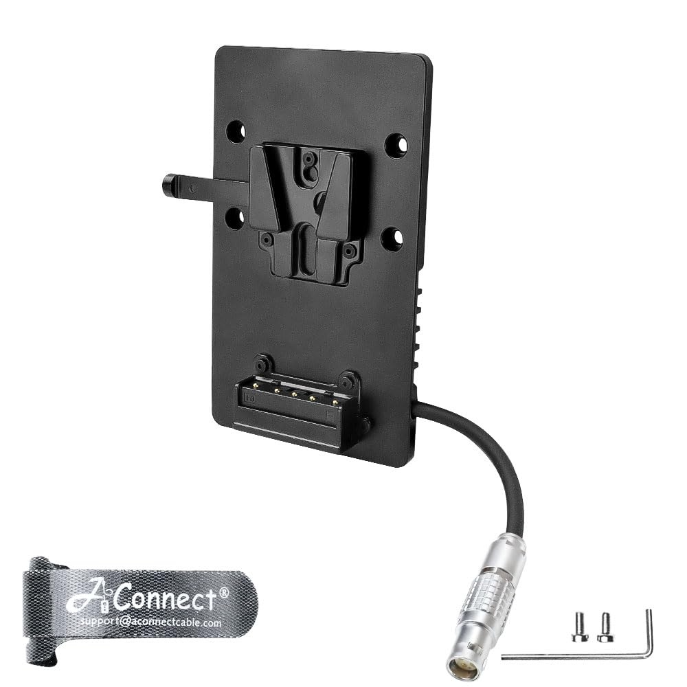 V Mount Battery Plate for DJI Ronin 4D, V Mount Plate with Right Angle 6 Pin Female Power Cable 8cm, Out Put Battery Mounts Plate Adapter for Camera Power Supply