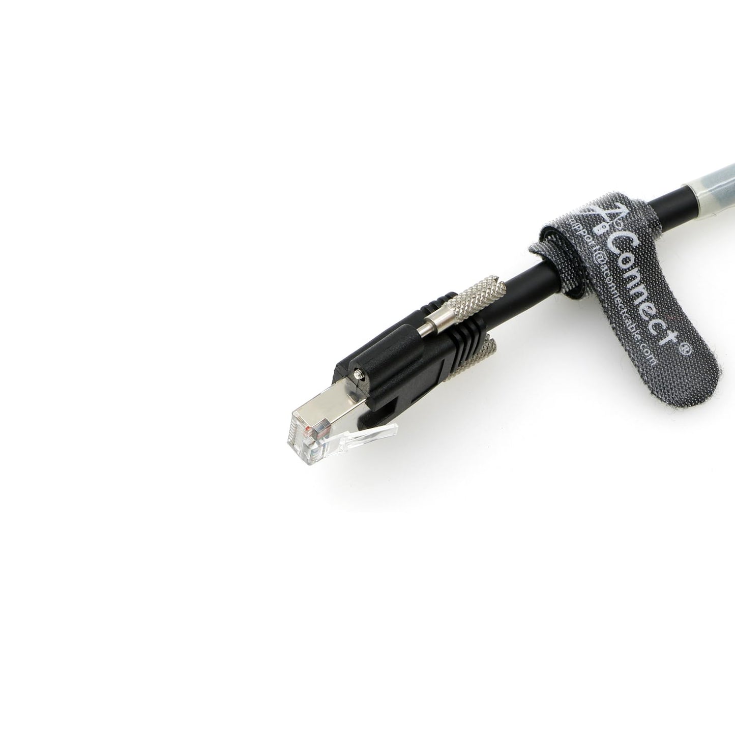 GigE Vision CAT6a Industrial Ethernet Cable, Shielded High-Flex Drag Chain, Horizontal RJ45 Screw Lock, Compatible with Cognex/Keyence/Basler/Hikvision Cameras, 3.3ft Down Angle