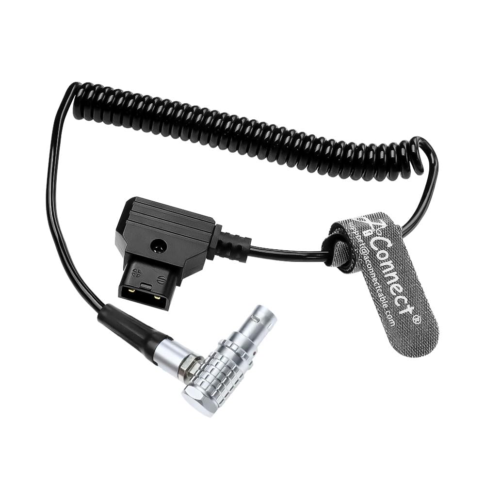 D-Tap to Right Angle 7 Pin Male Power Coiled Cable, for Tilta Nucleus-M/MII Motor Daisy Chain | Camera/V-Mount Battery Powered | Compatible DJI RS, ARRI Rosette