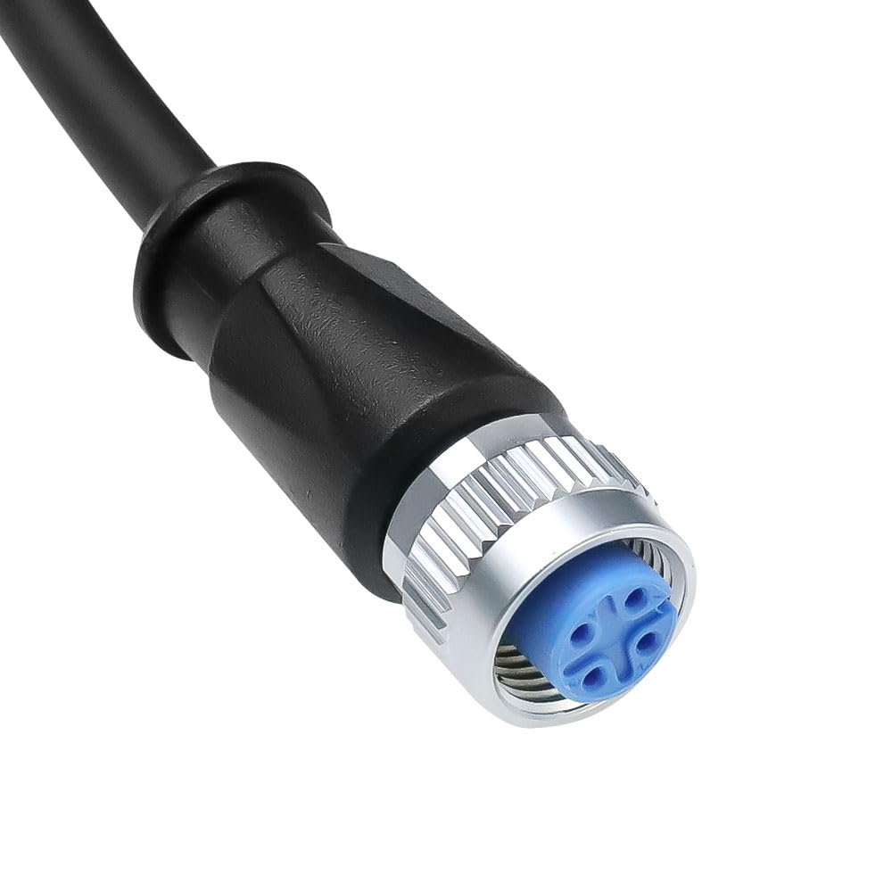 Cables M12 A-Code 4-Pin Female to Open Wire End Power I/O Cable 3.3ft/1m- Shielded Drag Chain Cable for Sensors & Actuators - Industrial Automation, Robotics, PLC Control Systems