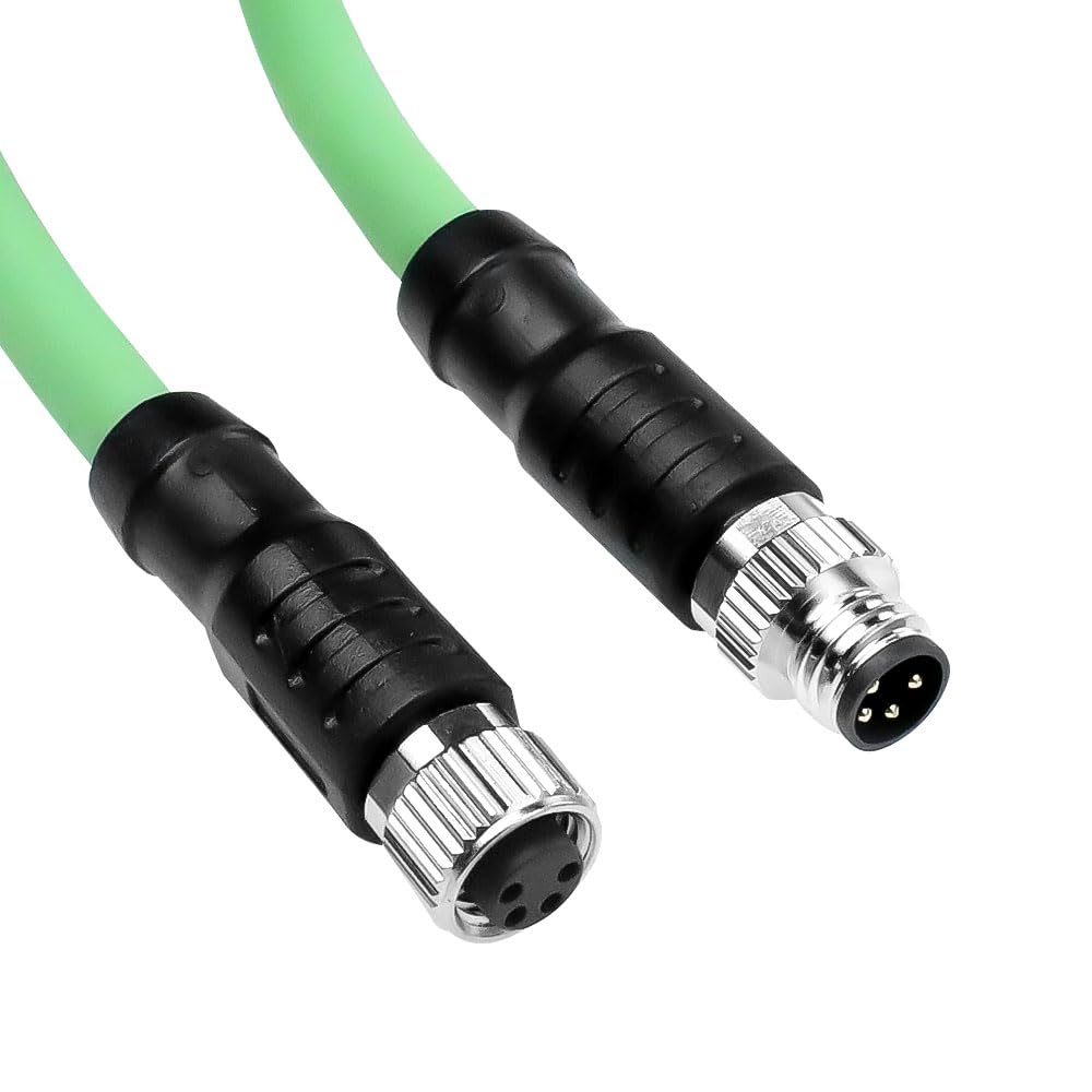 1m/3.3ft M8 A-Code 4-Pin Male to Female Cable - High-Flex Shielded EtherCAT Fieldbus Cable for Beckhoff ZK1090-3132 | Industrial Automation Green