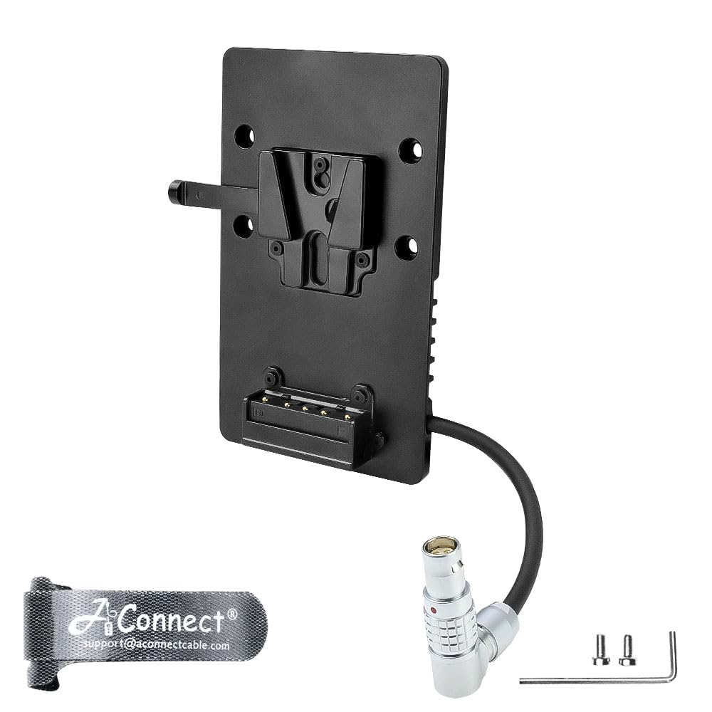 V Mount Battery Plate for DJI Ronin 4D, V Mount Plate with Right Angle 6 Pin Female Power Cable 8cm, Out Put Battery Mounts Plate Adapter for Camera Power Supply