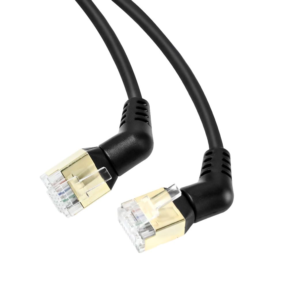 360° Rotatable Cat8a Ethernet Cable 1M/3FT，40Gbps, 32AWG Copper, Supports Cat6/Cat7, Ultra - Thin for PC, Gaming, Laptop, TV, Xbox, Prime Eligible