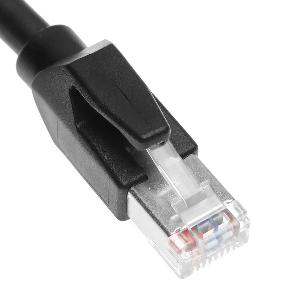 GigE Vision CAT6a Industrial Ethernet Cable, Shielded High-Flex Drag Chain, Horizontal RJ45 Screw Lock, Compatible with Cognex/Keyence/Basler/Hikvision Cameras, 3.3ft Down Angle