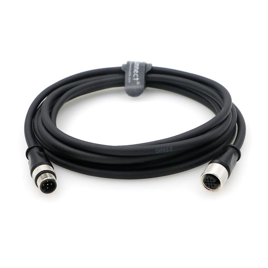 M12 5 Pin Male A-Code to 5 Pin Female A-Code Industrial Shielded Cable Aviation Sensor Connector for Device Network, Fieldbus Module 2M/6.5Ft