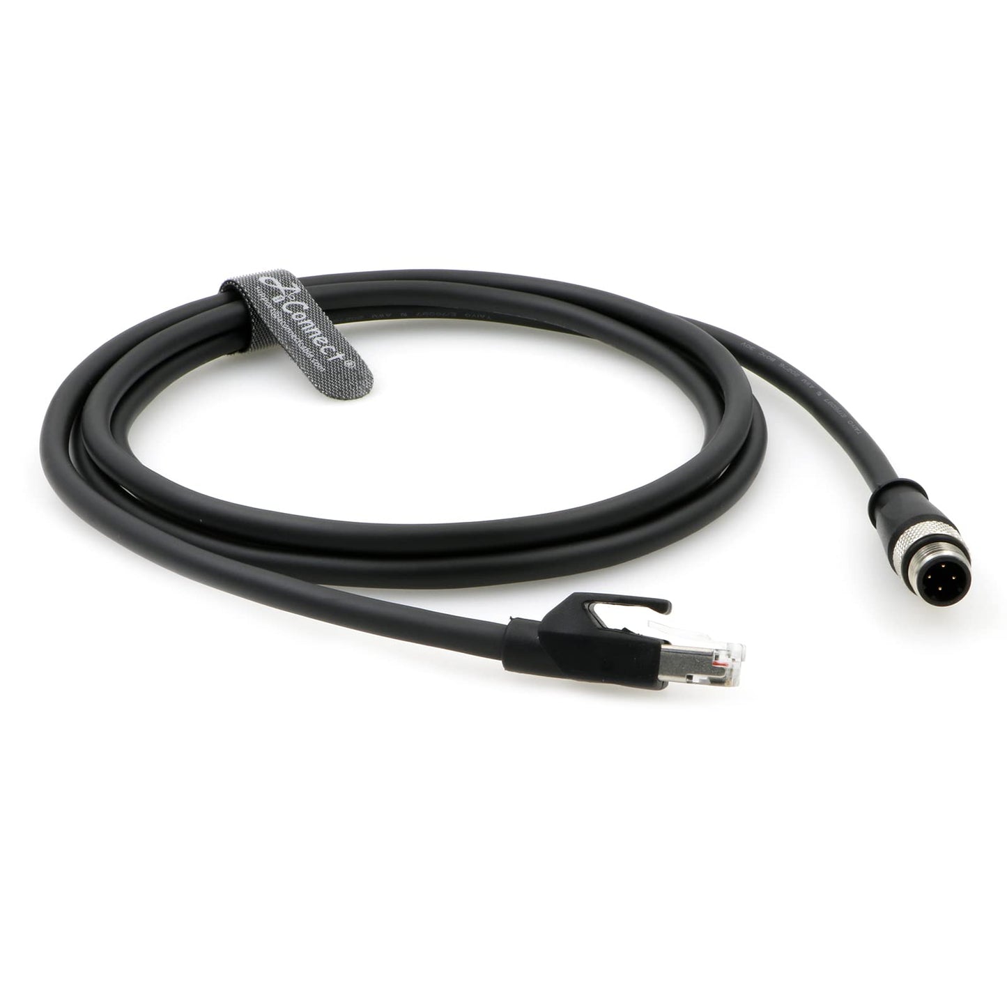 4Pin-RJ45-Ethernet-Industrial-Cat5e-Cable D-Code M12 4 Pin Male to RJ45 Male Cat5e High Flex Ethernet Shielded Cable Industrial Field-wireable Machinery Sensor Camera 3.3Ft|1M