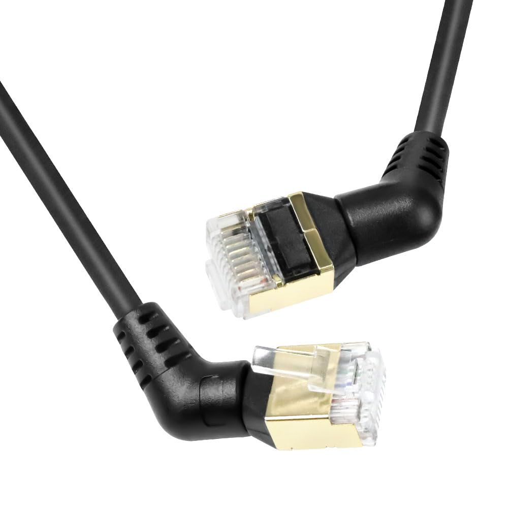 360° Rotatable Cat8a Ethernet Cable 1M/3FT，40Gbps, 32AWG Copper, Supports Cat6/Cat7, Ultra - Thin for PC, Gaming, Laptop, TV, Xbox, Prime Eligible