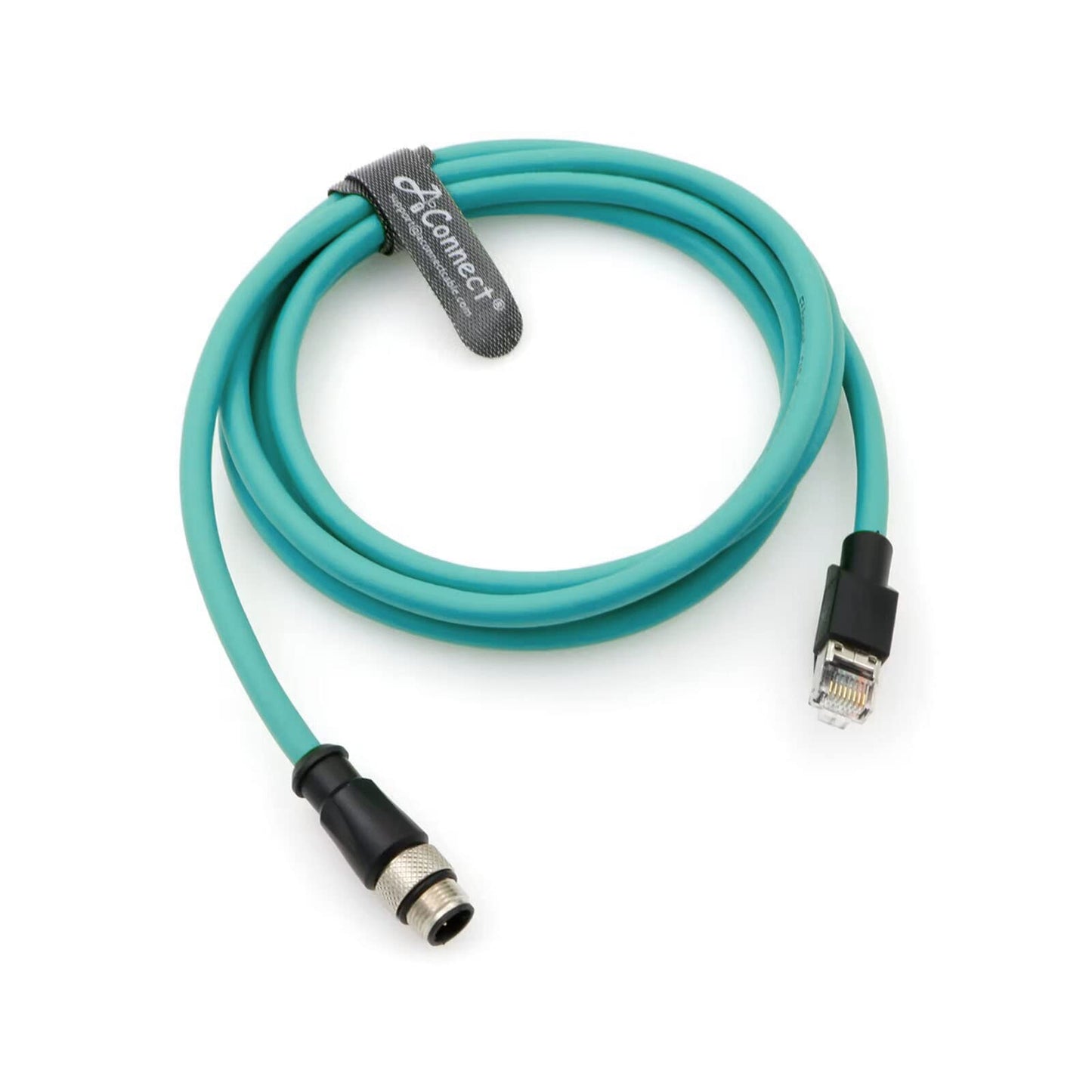 M12 4 Pin Male to RJ45 Male D-Code Cable Cat5e Waterproof High Flexible Ethernet Shielded Cable Industrial Field-wireable Machinery Sensor Camera 1M/3.28Ft