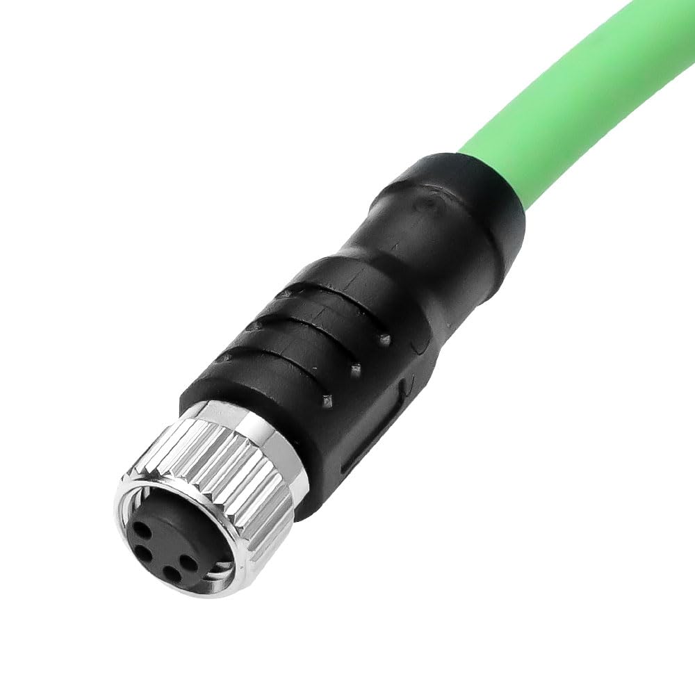 1m/3.3ft M8 A-Code 4-Pin Male to Female Cable - High-Flex Shielded EtherCAT Fieldbus Cable for Beckhoff ZK1090-3132 | Industrial Automation Green