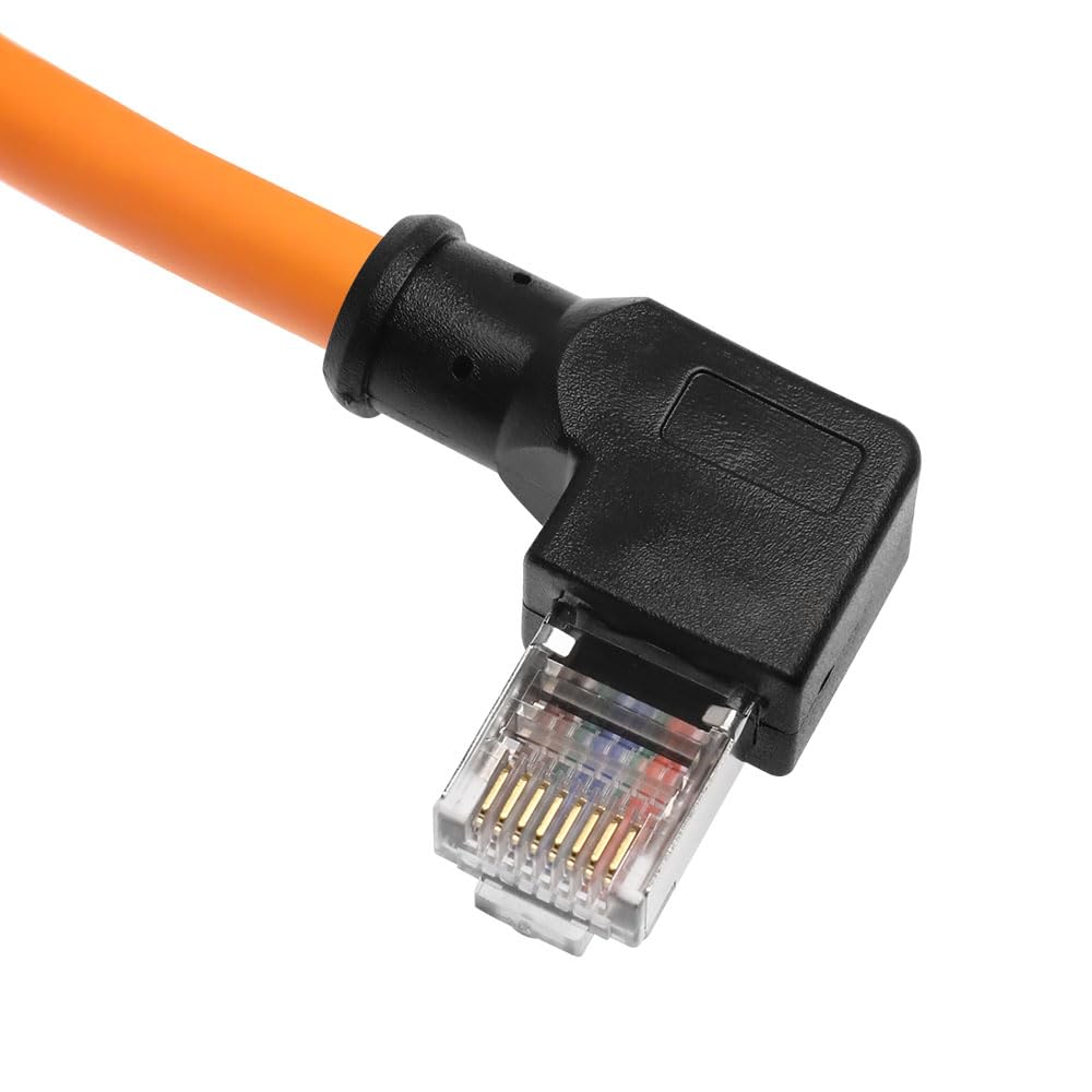 RJ45 Ethernet Cable, Down-Angle Cat6a Shielded Industrial Profinet Ethernet Cable High-Flex Drag-Chain High-Speed Gold-Plated Connectors for PLC, Robotics & Motion Control 16.4ft/5m