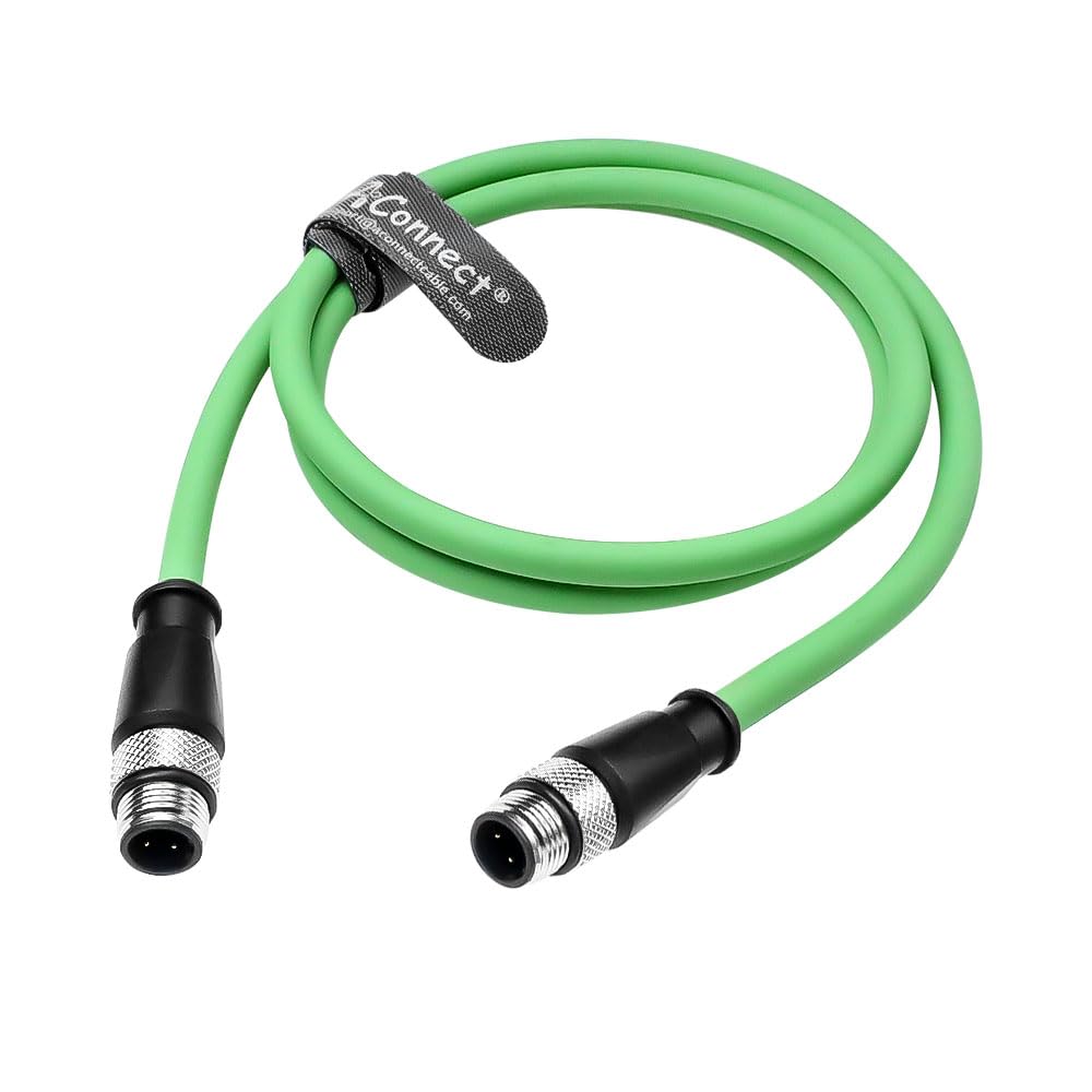 1m/3.3ft M12 D-Code 4-Pin Male to Male Ethernet Cable - Cat6a High-Flex for Keyence/Baumer/Sick Cameras | Industrial Automation | EtherCAT/PROFINET