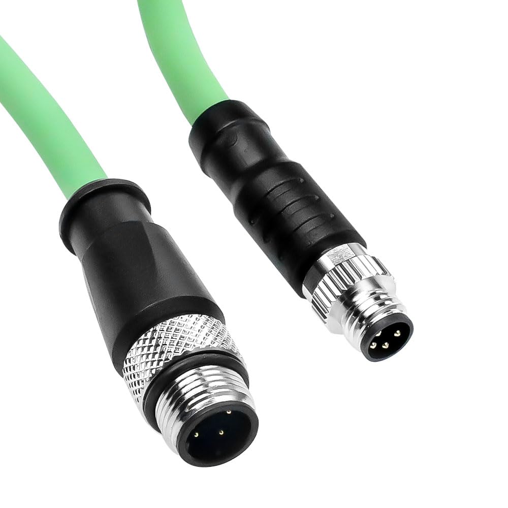 1m/3.3Ft A-Code 4 Pin Male to M12 D-Code 4 Pin Male Ethernet Cable High-Flex Shielded Cat6a for Beckhoff ZK1090-3161, PROFINET, EtherCAT, Industrial Automation, Robotics