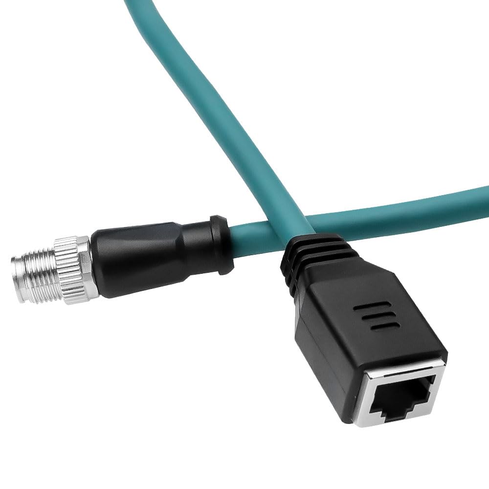 1m/3.3ft M12 X-Code 8-Pin Male to RJ45 Female Ethernet Cable - Cat6a High-Flex Cable for Cognex/Keyence Cameras, Industrial Automation & Robotics