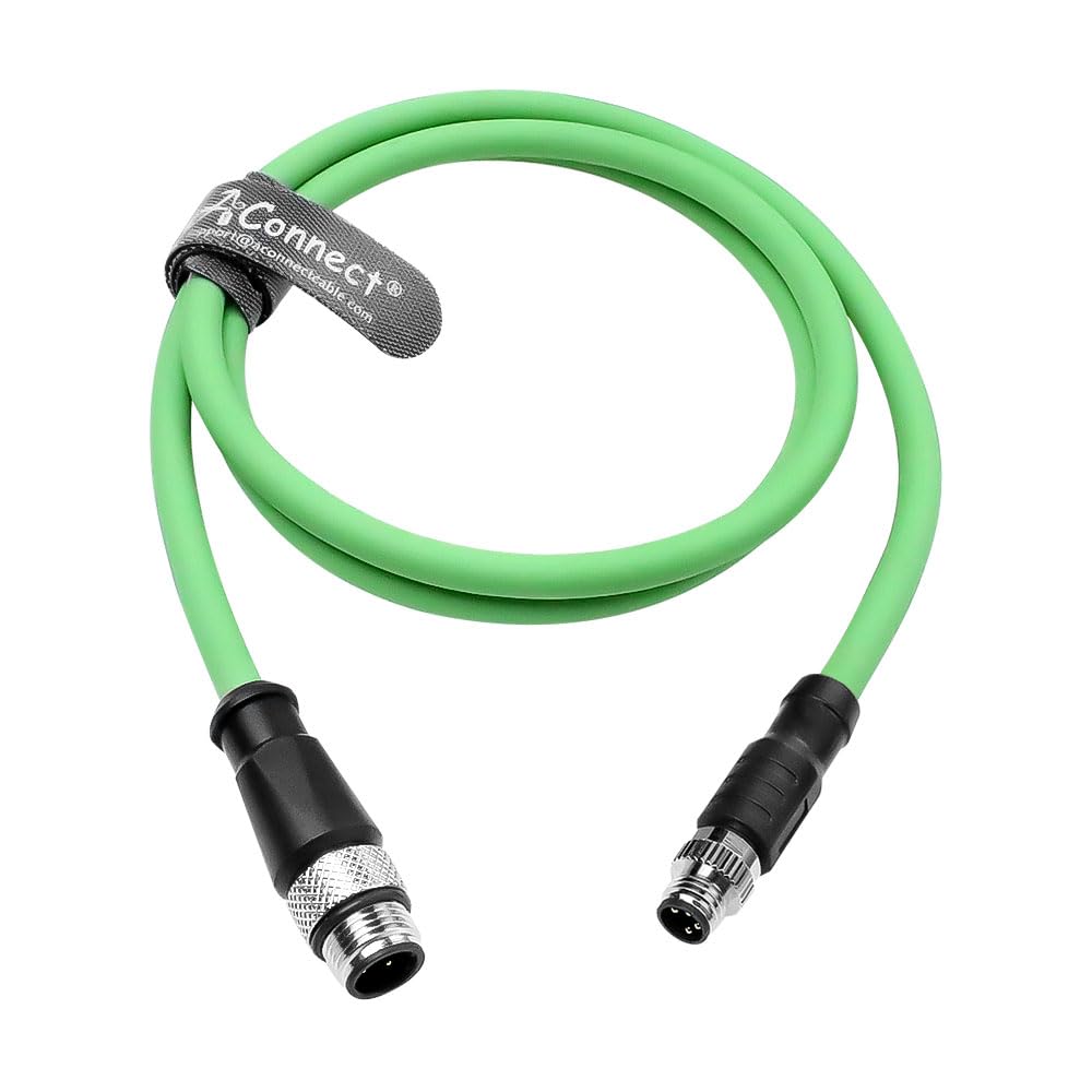 1m/3.3Ft A-Code 4 Pin Male to M12 D-Code 4 Pin Male Ethernet Cable High-Flex Shielded Cat6a for Beckhoff ZK1090-3161, PROFINET, EtherCAT, Industrial Automation, Robotics