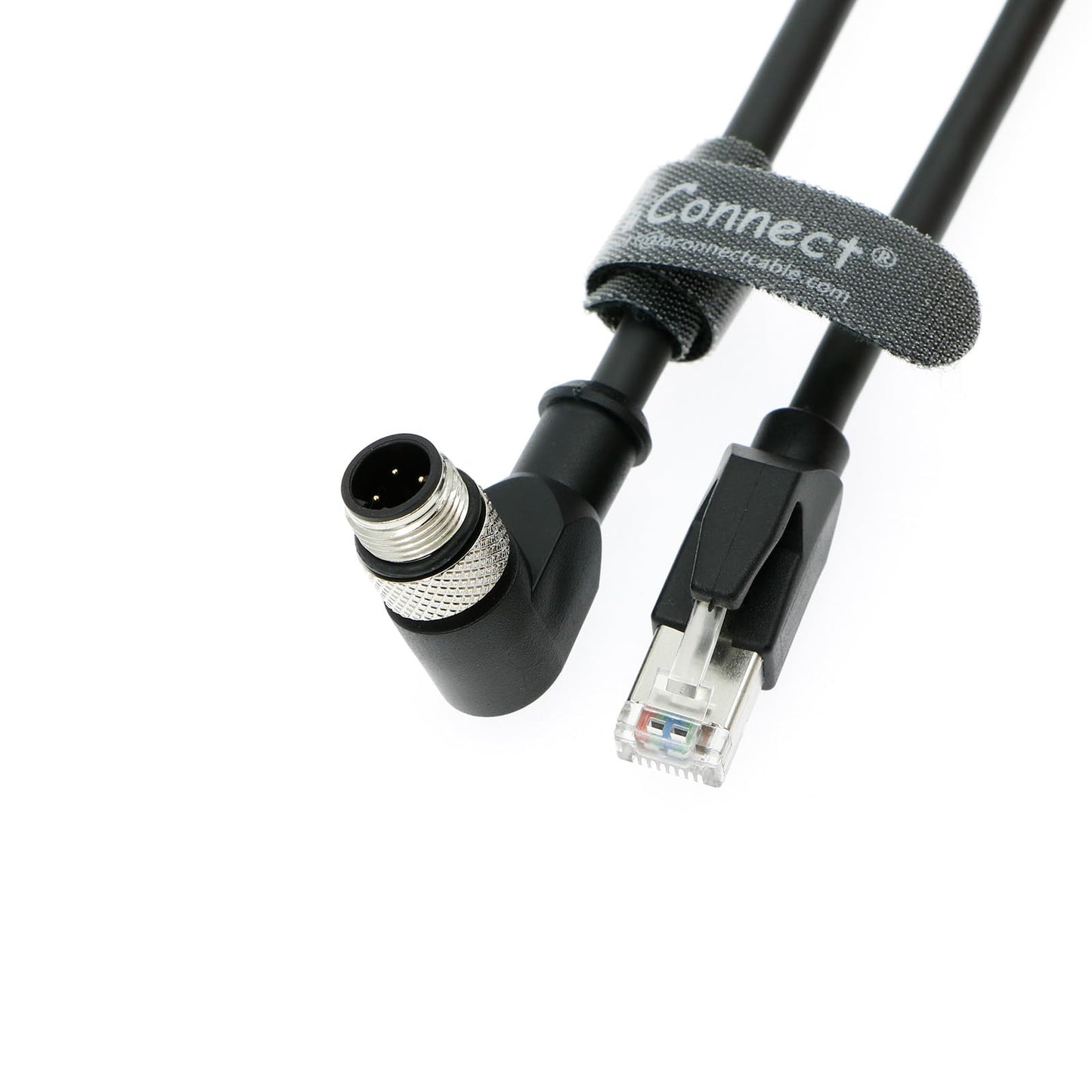 M12 Right Angle 4 Pin Male D-Code to RJ45 Ethernet Cable High Flexible Cat5e Shielded Waterproof Cable for Cognex Industrial Camera 1M