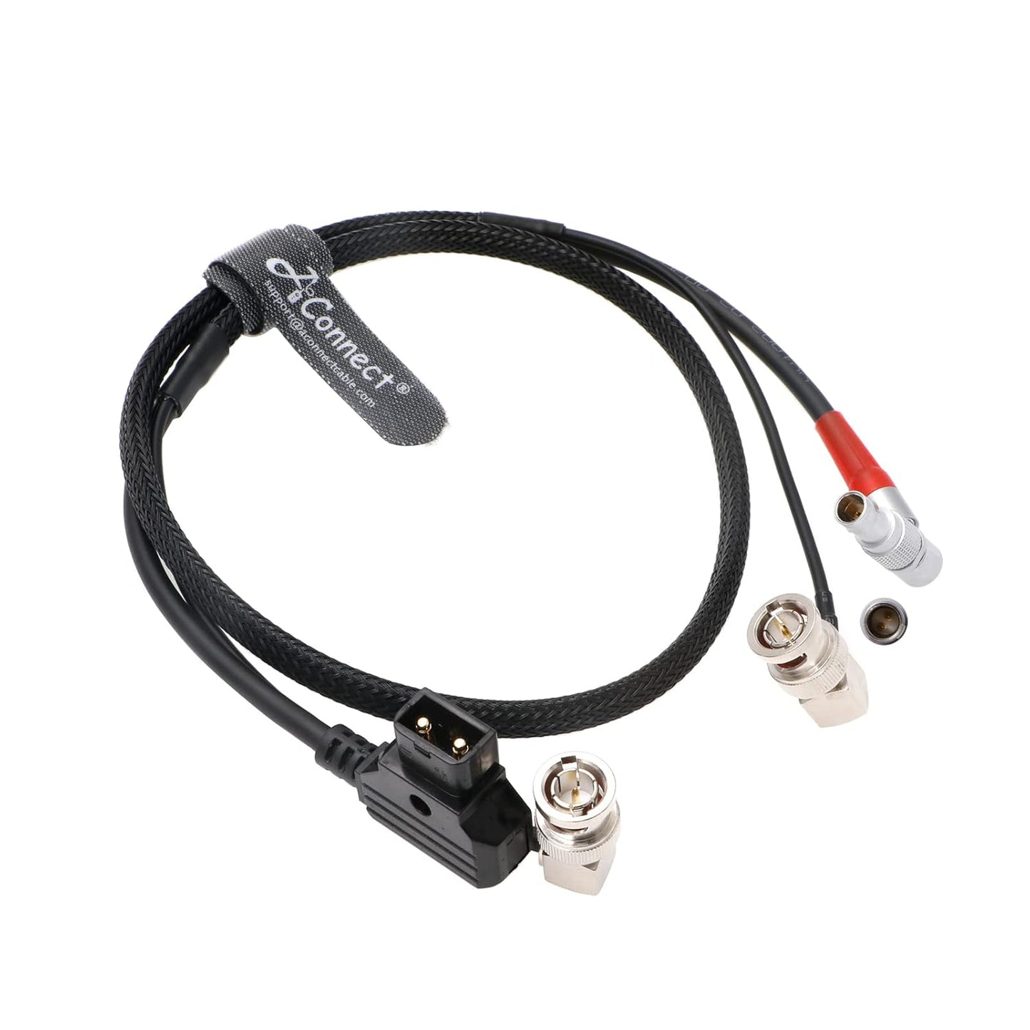 Combination Power-Cable for Zacuto-Gratical-Eye-Viewfinder|Teradek Rotatable Right-Angle 2-Pin-Male to D-Tap + Right Angle BNC to BNC Flexible HD SDI Cable for BMCC-Video-Camera Braided