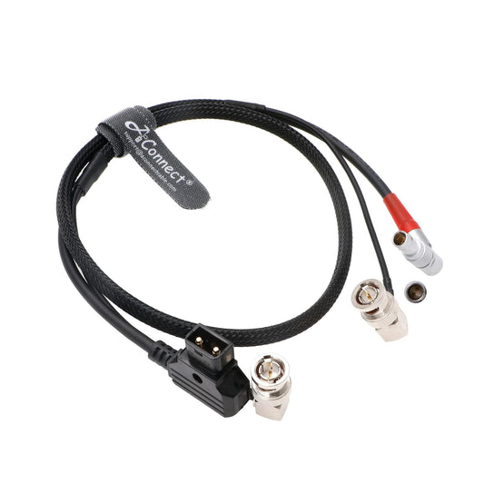 Combination Power-Cable for Zacuto-Gratical-Eye-Viewfinder|Teradek Rotatable Right-Angle 2-Pin-Male to D-Tap + Right Angle BNC to BNC Flexible HD SDI Cable for BMCC-Video-Camera Braided