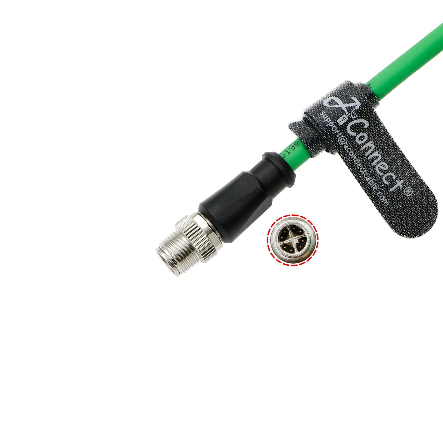 M12-X-Code Ethernet-Cable for Cognex in Sight Industrial Camera M12 8 Pin Male X Code to RJ45 Shielded Cat6ae Ethernet Cable 20M (Green)