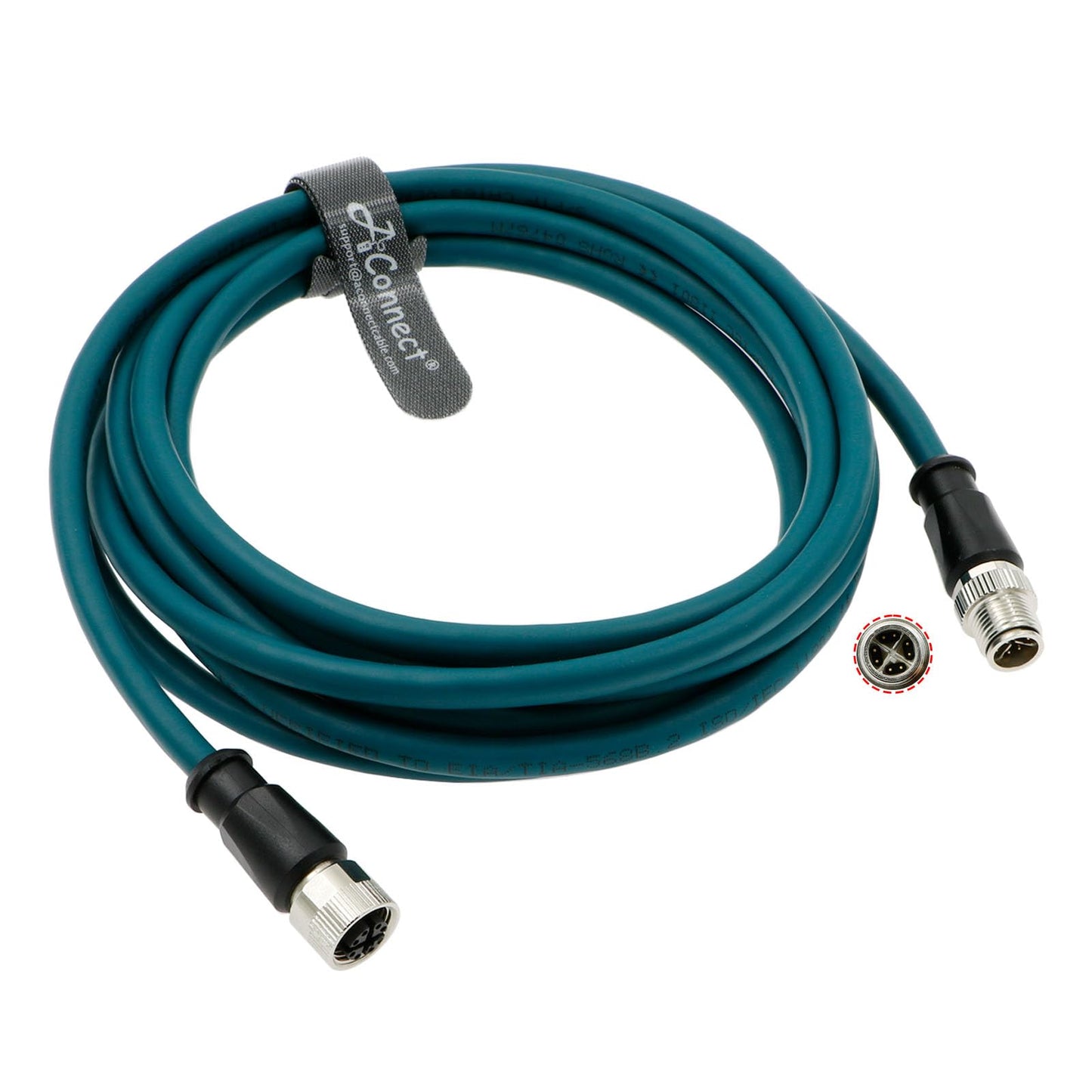 M12 8 Pin X-Code Male to M12 X-Code Female Sensor Connector High Flexible Waterproof Industrial Cable for Cognex Industrial Cameras Automation Device Network 1M