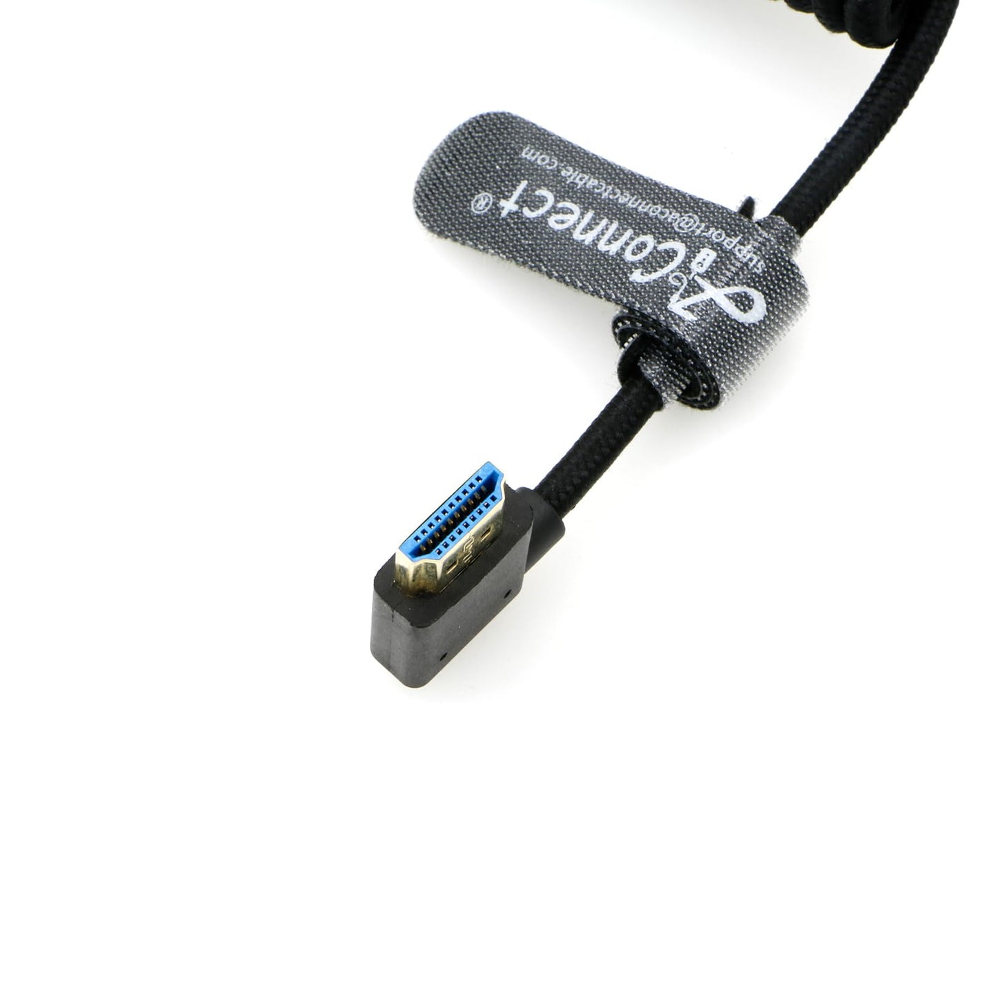 8K Coiled HDMI Cable, 8K@60Hz 4K@120Hz 48Gbps HDMI 2.1 Cable, Ultra High-Speed Braided Coiled Cable 12~18" for Atomos Ninja V|Portkeys BM5 Monitor (Left Angle to Left Angle)