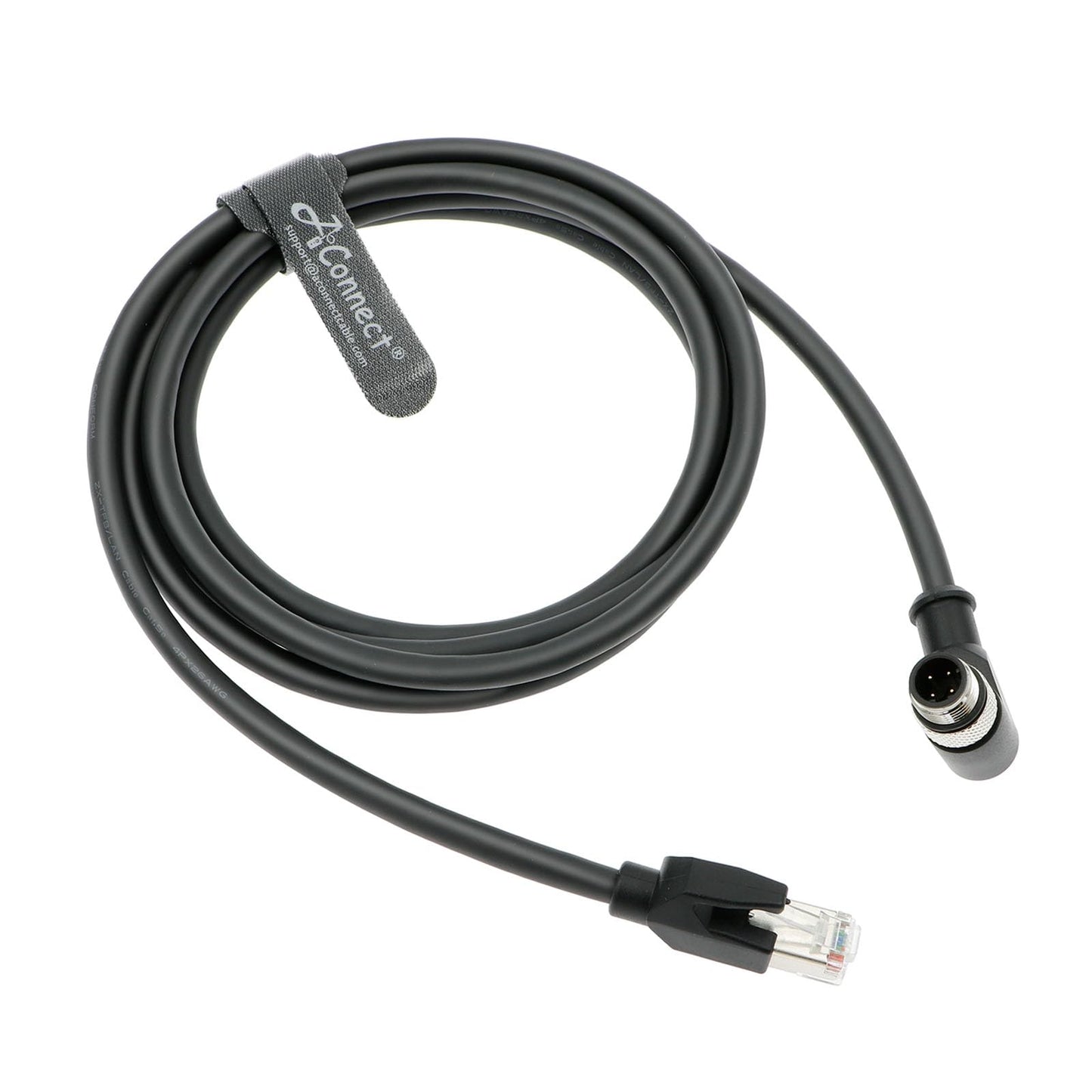 M12 Right Angle 4 Pin Male D-Code to RJ45 Ethernet Cable High Flexible Cat5e Shielded Waterproof Cable for Cognex Industrial Camera 1M