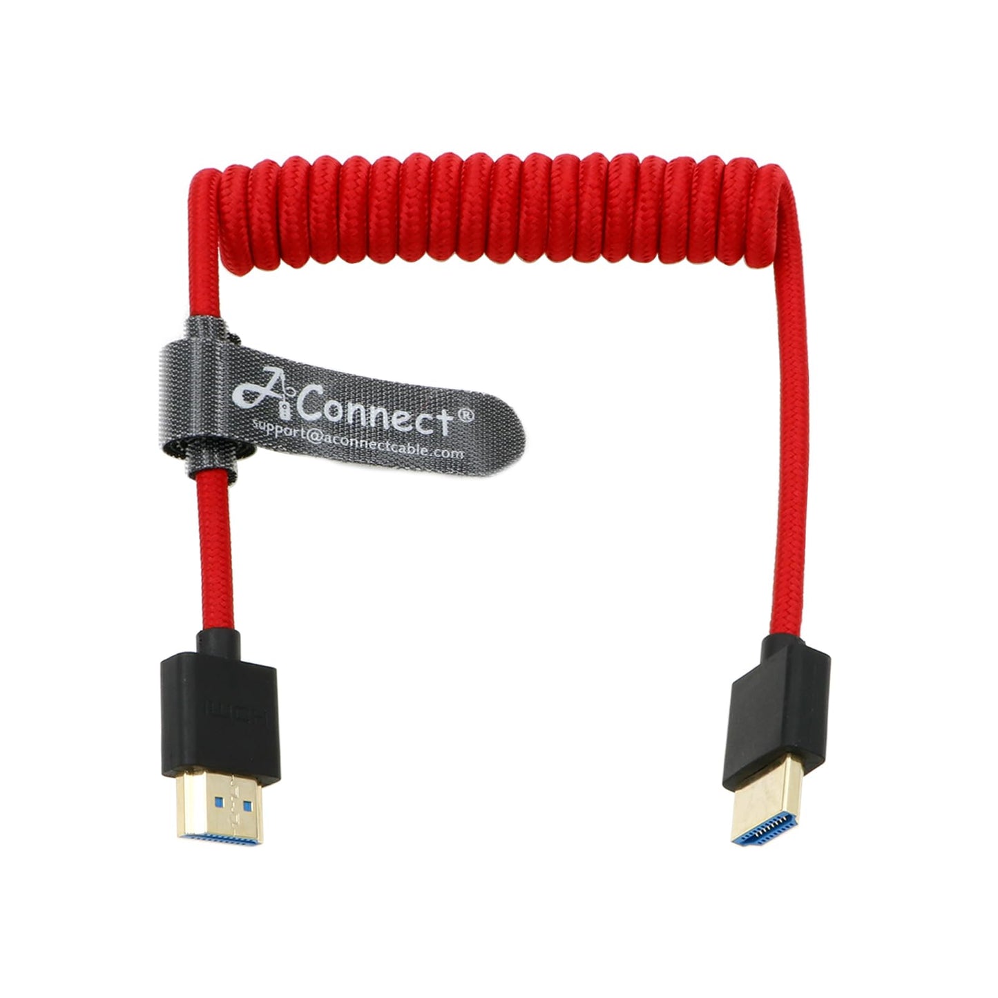 8K Coiled HDMI Cable, 8K@60Hz 4K@120Hz 48Gbps HDMI 2.1 Cable, Ultra High-Speed Braided Coiled Cable 12~18" for Atomos Ninja V|Portkeys BM5 Monitor (Left Angle to Left Angle)