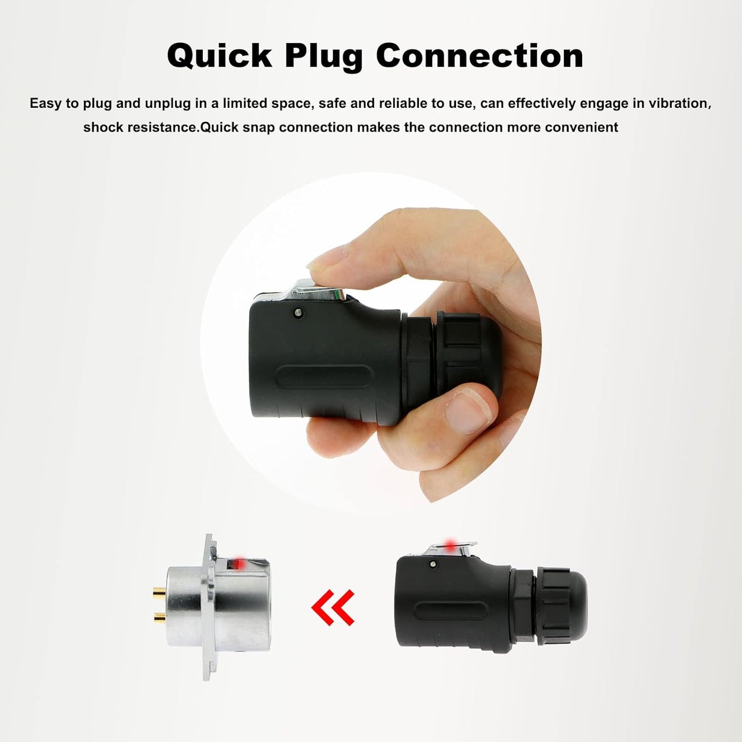 2 Pin Waterproof Connector, Power Cable Connector with IP67 Waterproof Rating, M20 Panel Mount Male Plug and Female Socket, for Outdoor Use