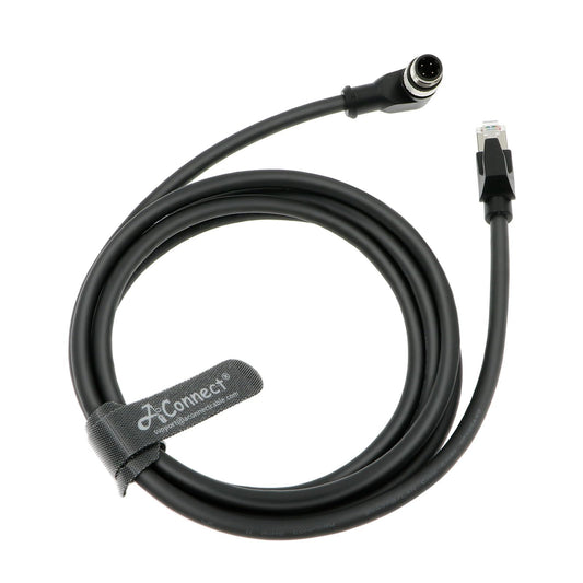M12 Right Angle 4 Pin Male D-Code to RJ45 Ethernet Cable High Flexible Cat5e Shielded Waterproof Cable for Cognex Industrial Camera 1M