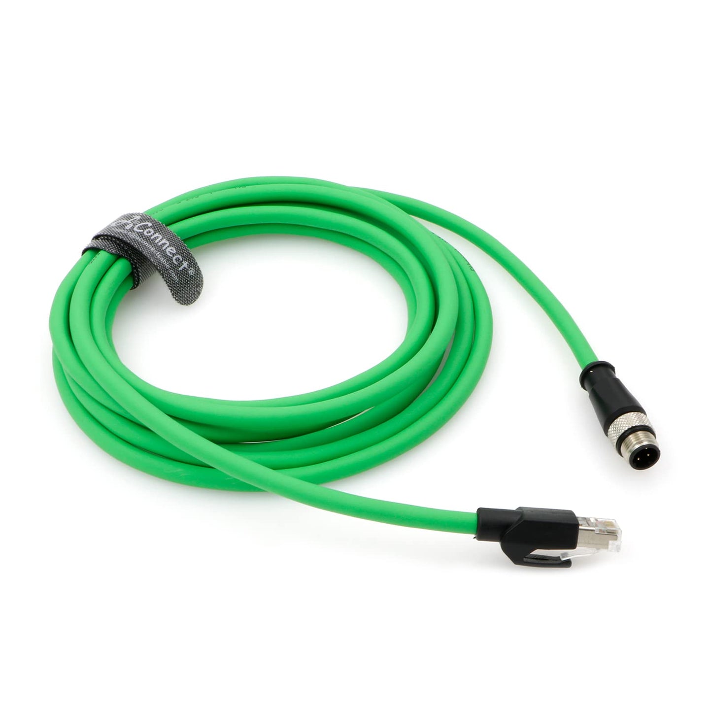 M12 4 Position D-Coded Connector to RJ45 Cat5e Ethernet Cable Assembly Waterproof Portable 3.3Ft/1M