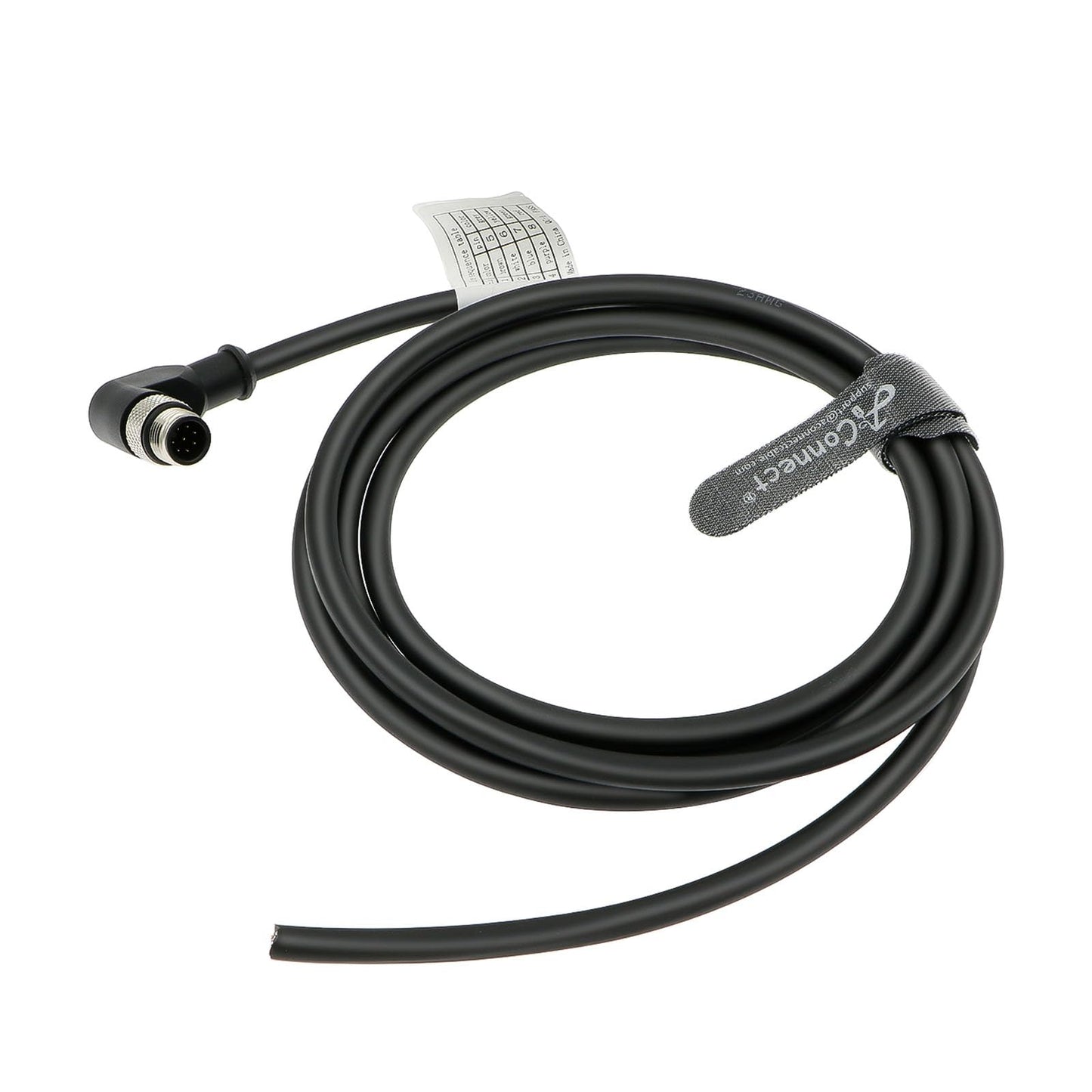 M12 A Code Right Angle 8 Pin Male to Flying Leads Connector Aviation Sensor Waterproof Electrical Shielded Cable for Industrial Cameras Automation Device Network Fieldbus Module 1M
