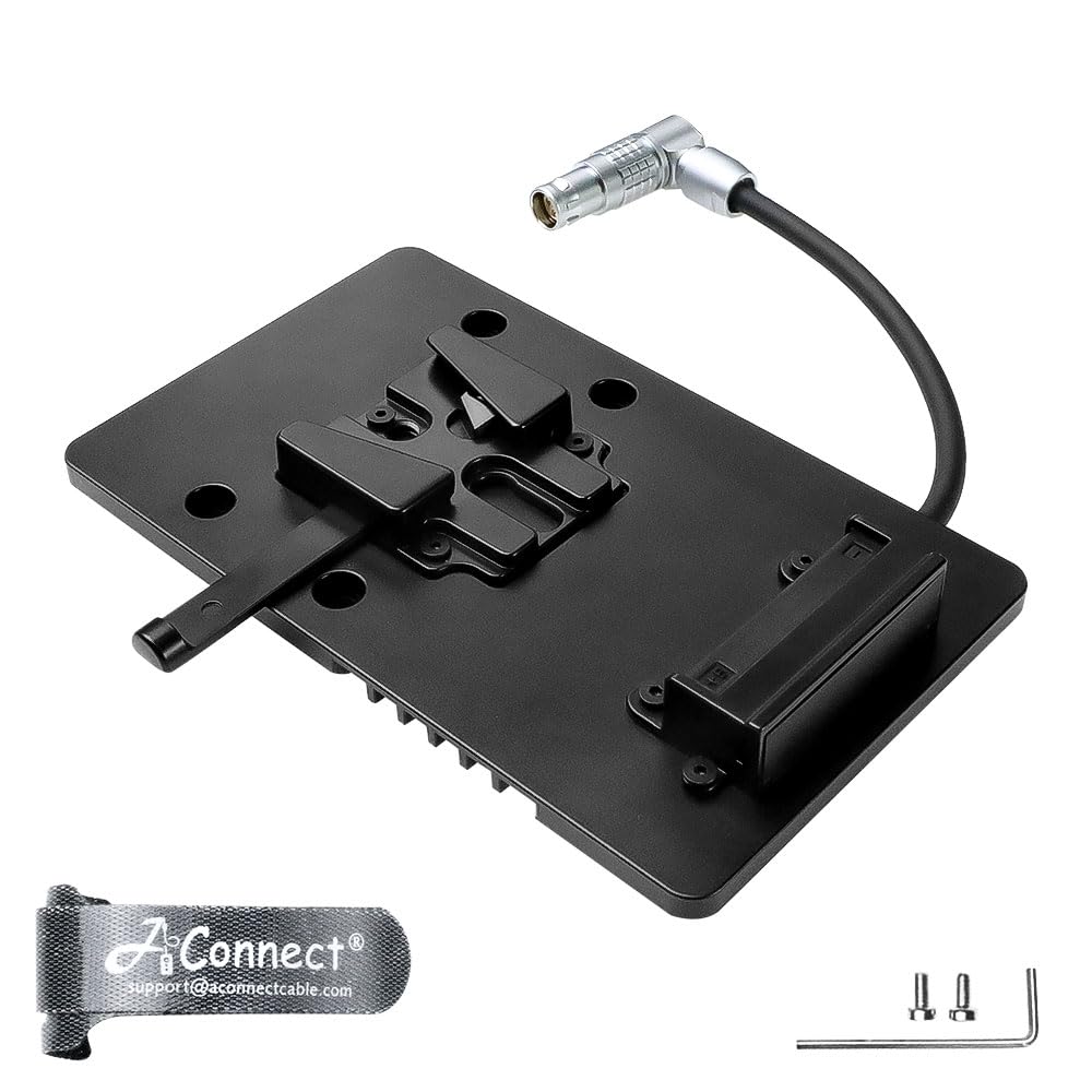 V Mount Battery Plate for DJI Ronin 4D, V Mount Plate with Right Angle 6 Pin Female Power Cable 8cm, Out Put Battery Mounts Plate Adapter for Camera Power Supply