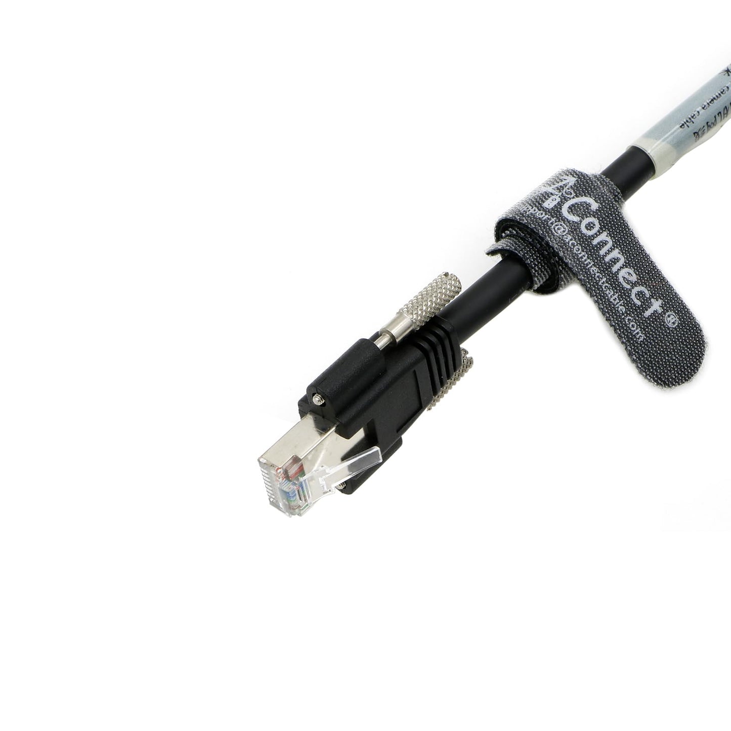 GigE Vision CAT6a Industrial Ethernet Cable, Shielded High-Flex Drag Chain, Horizontal RJ45 Screw Lock, Compatible with Cognex/Keyence/Basler/Hikvision Cameras, 3.3ft Down Angle