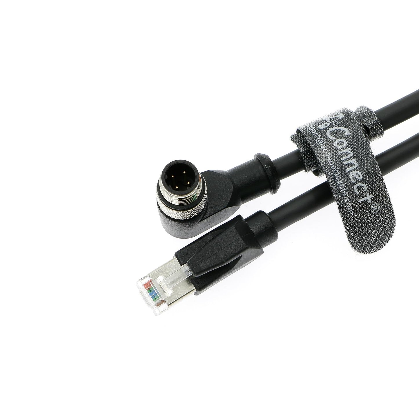 M12 Right Angle 4 Pin Male D-Code to RJ45 Ethernet Cable High Flexible Cat5e Shielded Waterproof Cable for Cognex Industrial Camera 1M
