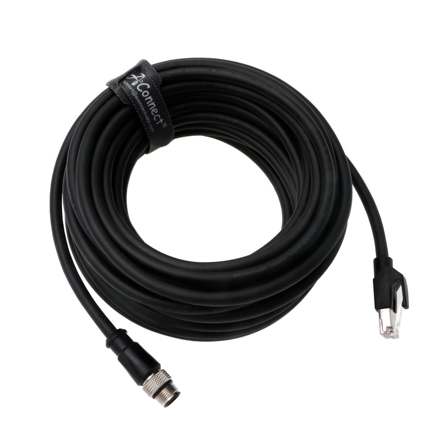 4Pin-RJ45-Ethernet-Industrial-Cat5e-Cable D-Code M12 4 Pin Male to RJ45 Male Cat5e High Flex Ethernet Shielded Cable Industrial Field-wireable Machinery Sensor Camera 3.3Ft|1M