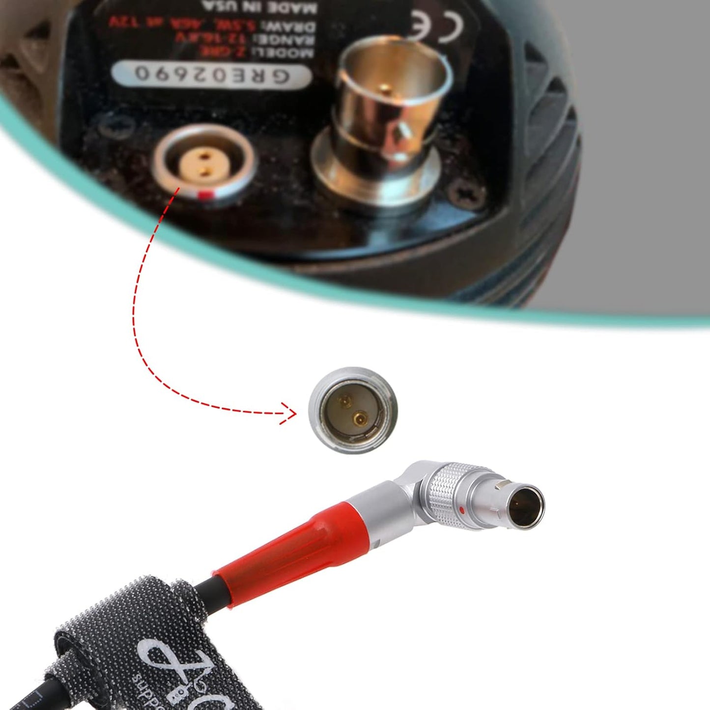 Combination Power-Cable for Zacuto-Gratical-Eye-Viewfinder|Teradek Rotatable Right-Angle 2-Pin-Male to D-Tap + Right Angle BNC to BNC Flexible HD SDI Cable for BMCC-Video-Camera Braided