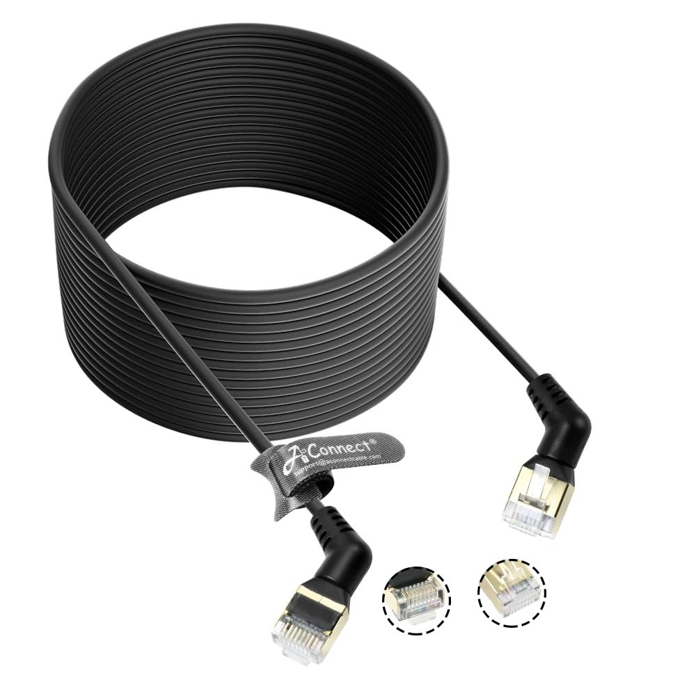 360° Rotatable Cat8a Ethernet Cable 1M/3FT，40Gbps, 32AWG Copper, Supports Cat6/Cat7, Ultra - Thin for PC, Gaming, Laptop, TV, Xbox, Prime Eligible