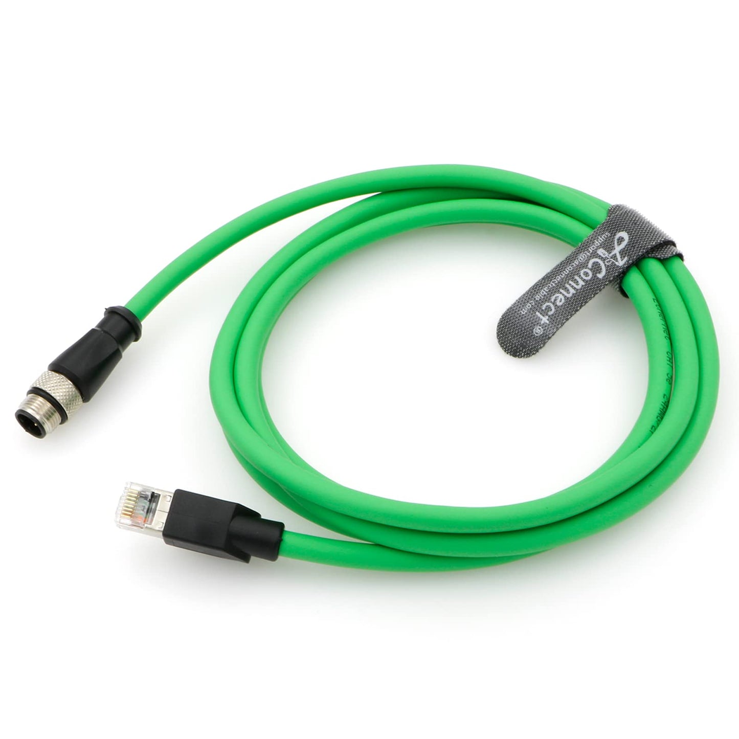 M12 4 Position D-Coded Connector to RJ45 Cat5e Ethernet Cable Assembly Waterproof Portable 3.3Ft/1M