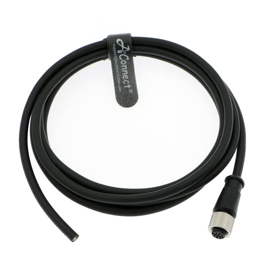 M12 A Code 5 Pin Female Straight Connector Aviation Socket Electrical Cable for Industrial Camera 2M/6.5Ft