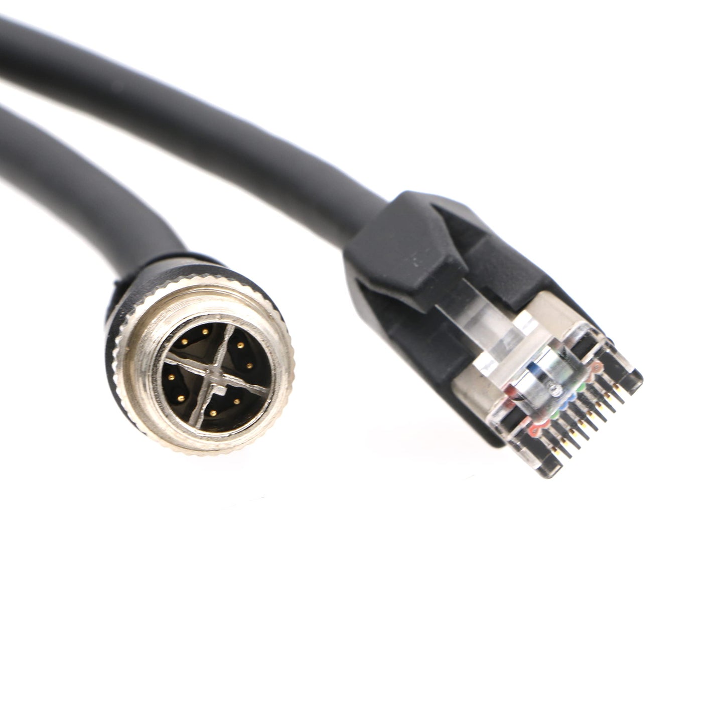 X-Code-RJ45-Industrial-Shielded-Ethernet M12 8 Pin X-Code Male to RJ45 Cat6a Ethernet Shielded Cable for Cognex Industrial Camera Flexible 3.3Ft|1M