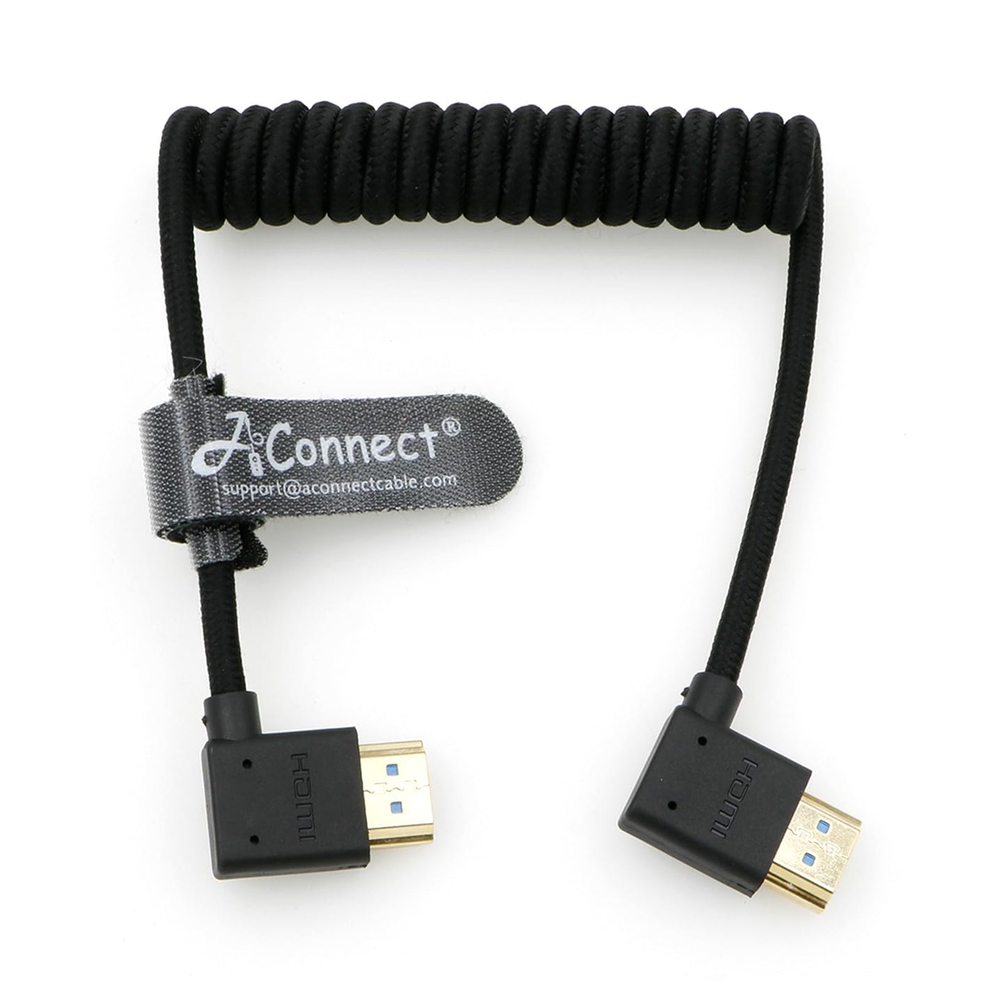 8K Coiled HDMI Cable, 8K@60Hz 4K@120Hz 48Gbps HDMI 2.1 Cable, Ultra High-Speed Braided Coiled Cable 12~18" for Atomos Ninja V|Portkeys BM5 Monitor (Left Angle to Left Angle)
