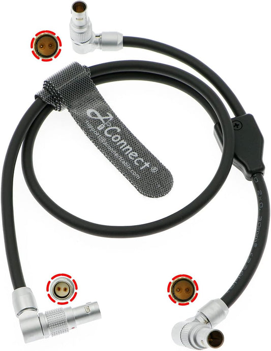Red-Komodo Power Cable Rotatable 2 Pin Male to Adjustable Right Angle 2 Pin Male-2 Pin Female Splitter Power Cord for Teradek SmallHD Monitor