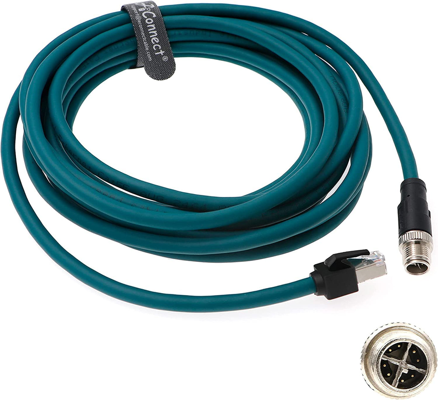 M12-RJ45-XCode-Ethernet-Shielded-Industrial M12 8 Pin X-Code Male to RJ45 Cat6a Ethernet Shielded Cable for Cognex Industrial Camera 3.3Ft|1M