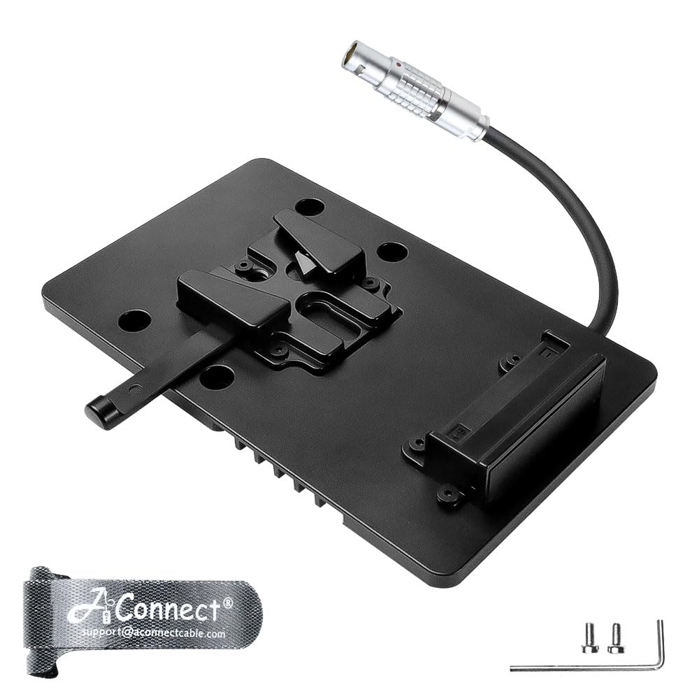 V Mount Battery Plate for DJI Ronin 4D, V Mount Plate with Right Angle 6 Pin Female Power Cable 8cm, Out Put Battery Mounts Plate Adapter for Camera Power Supply