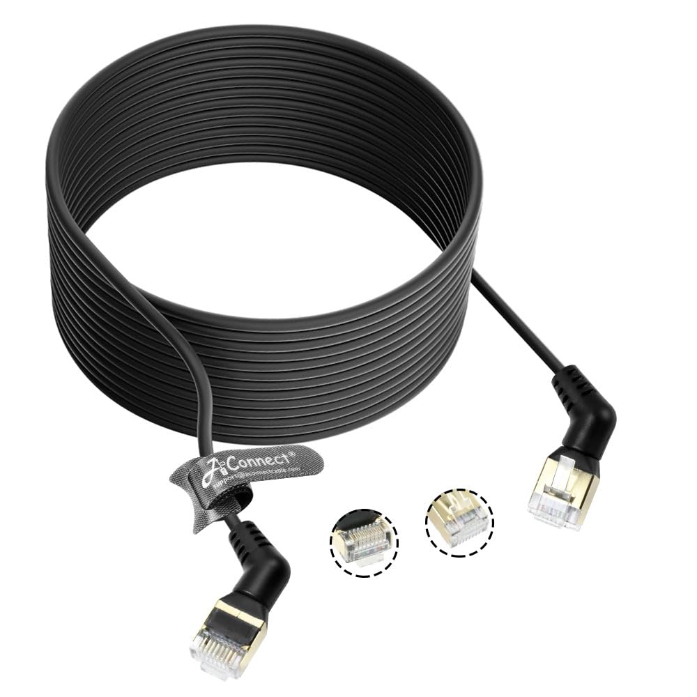 360° Rotatable Cat8a Ethernet Cable 1M/3FT，40Gbps, 32AWG Copper, Supports Cat6/Cat7, Ultra - Thin for PC, Gaming, Laptop, TV, Xbox, Prime Eligible