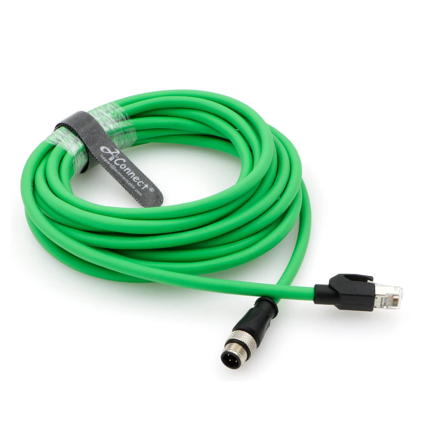 M12 4 Position D-Coded Connector to RJ45 Cat5e Ethernet Cable Assembly Waterproof Portable 3.3Ft/1M