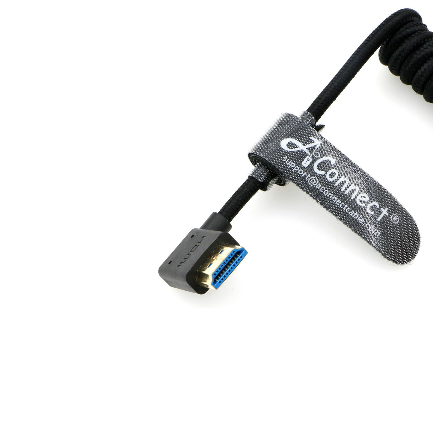 8K Coiled HDMI Cable, 8K@60Hz 4K@120Hz 48Gbps HDMI 2.1 Cable, Ultra High-Speed Braided Coiled Cable 12~18" for Atomos Ninja V|Portkeys BM5 Monitor (Left Angle to Left Angle)