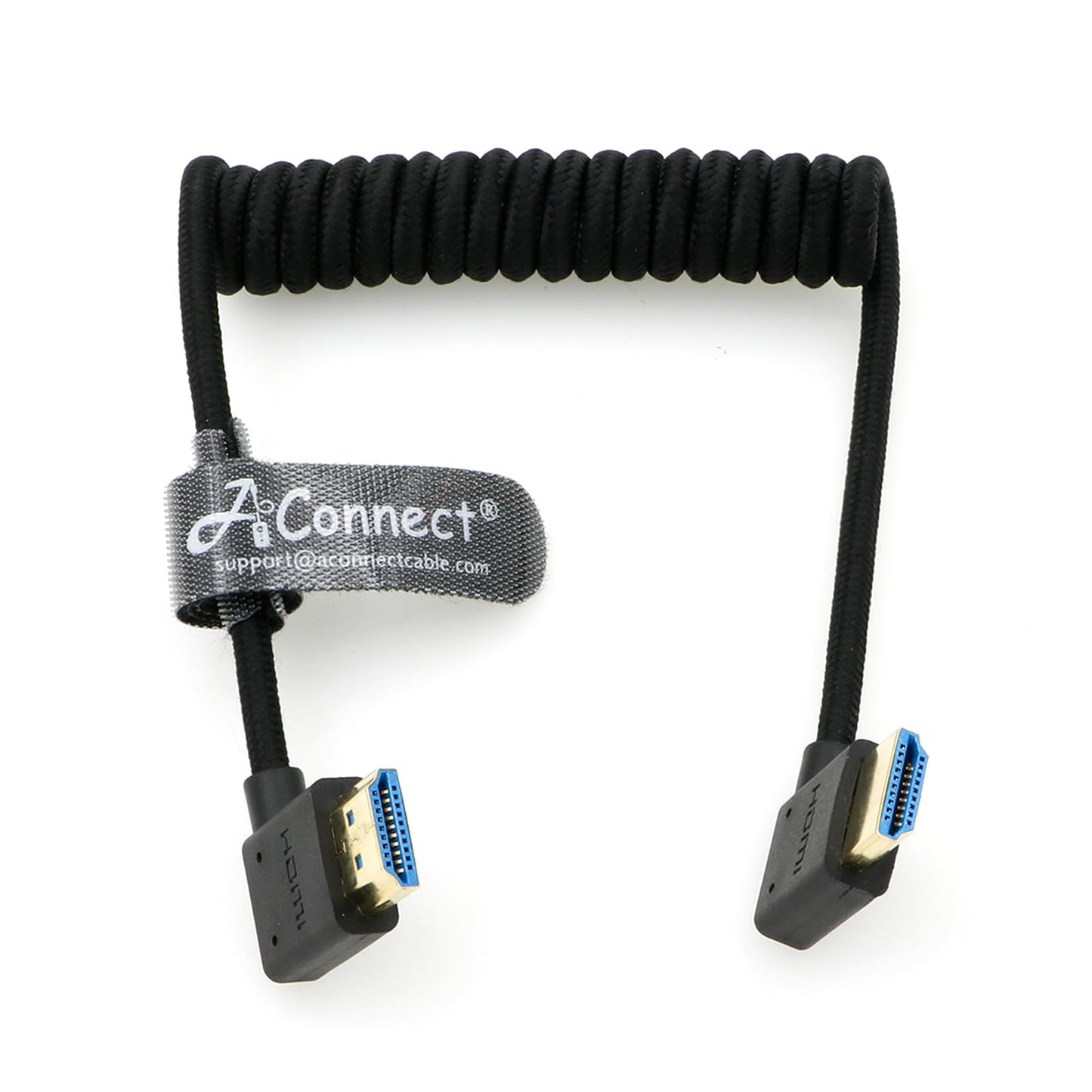 8K Coiled HDMI Cable, 8K@60Hz 4K@120Hz 48Gbps HDMI 2.1 Cable, Ultra High-Speed Braided Coiled Cable 12~18" for Atomos Ninja V|Portkeys BM5 Monitor (Straight to Straight)